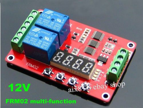 12v 2-ch multifunction self-lock relay plc cycle timer time delay switch module for sale