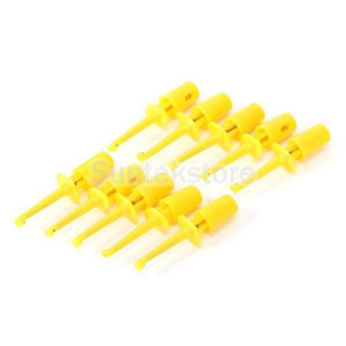 10 x Mini Grabber Test Hook Probe Spring Clip for PCB SMD IC Multimeter Yellow
