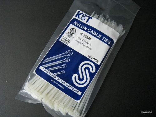 K-165mc 6.5&#034; x 2.5mm white nylon wire cable ties #a7  x 100 for sale
