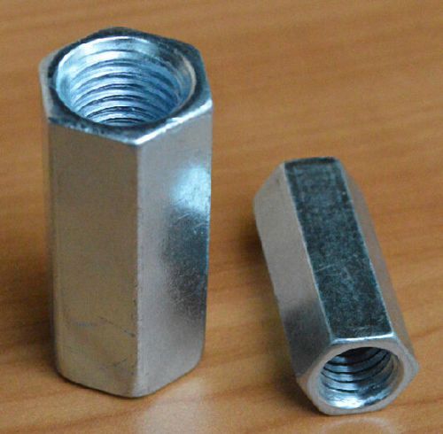 2Pcs M12 x 1.75 pitch Long Rod Coupling Hex Nut Right hand Thread