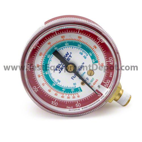 Yellow Jacket 49051 2 1/2&#034; Gauge ( F), Red Pressure, 0-500 Psi, R-134A/404A/507
