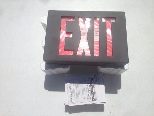 New Lithonia Lighting EXIT Sign Diecast LED Red Letters/Black Face Stencil Face