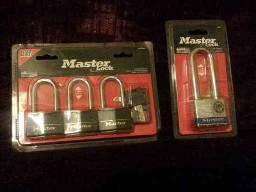 Master Lock 141TRILF &amp; Master Lock 1DLJ   3 Pk. and 1 Bonus Long Shackel Lock