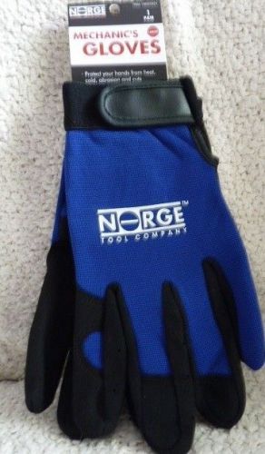 Norge Tool Company Mechanic&#039;s Gloves, Large, Blue/Black, Velcro Closure
