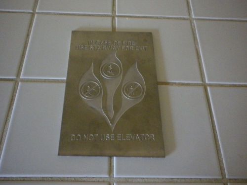 Engraved aluminum fire exit sign &#039;in case of use fire exit do not use elevator&#034; for sale