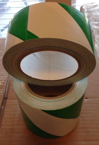 T9236GW Industrial Vinyl Safety Tape, Green/White Striped, 2&#034; x 36yds, 3/Pk