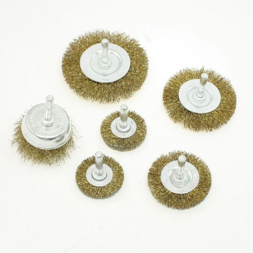 6pcs 0.24&#034; dia shank multi size crimped wire wheel brush for polishing for sale