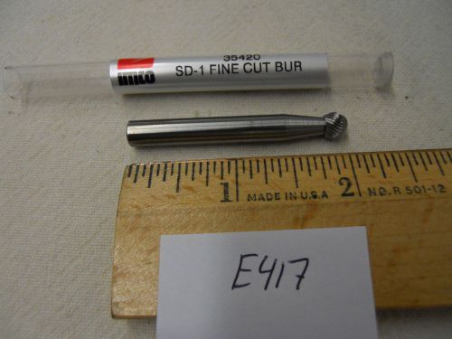 1 NEW IMCO 1/4&#034; (.250) SHANK CARBIDE BURR. SD-1 FINE CUT BALL END USA {E417}