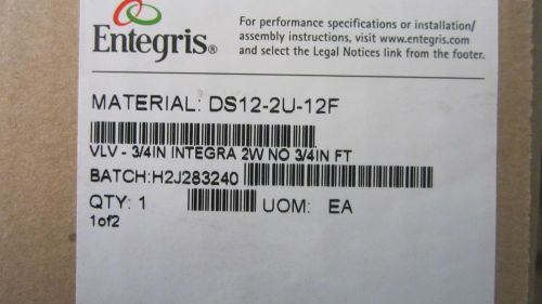 Entegris Integra Pneumatically Operated Diaphragm Valve 3/4&#034; DS12-2U-12F_NIB