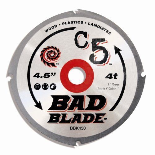 KwikTool USA BBK450 C5 Bad Blade 4-1/2-Inch 4 Tooth With 1-Inch Arbor And 7/8-In