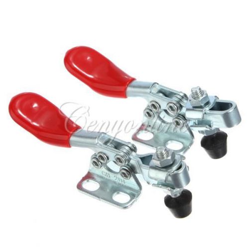 2X 27Kg 60 Lbs Antislip Red Plastic Covered Handle Horizontal Toggle Clamp 201A