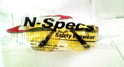 BRAND NEW PACKAGED N-SPECS YELLOW SAFETY GLASSES COMPLIES W/ ANSI Z87+ STANDARDS