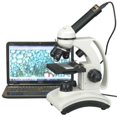 40X-1000X Dual Light Glass Metal USB Digital Compound Microscope + Slide Set