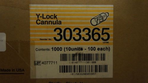 Bd 303365 y lock cannula  ~ case of 1000 (10 boxes of 100ea) for sale