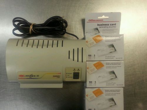 Gbc docuseal 40 card laminator and 3 x100 count business card laminating pouches for sale