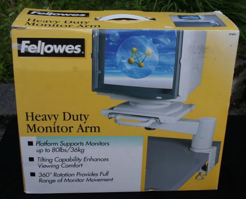 Heavy Duty Monitor Arm Fellowes NIB New Platform 80lbs Tilting 360 degree 91691