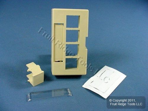 Leviton ivory 4-port quickport deep cubicle wallplate data faceplate 49910-ei4 for sale