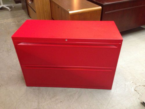 2 drawer lateral sz file cabinet by allsteel office furn in red color w/lock&amp;key for sale