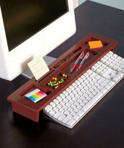 Desktop Computer Desk Organizer - Post Its / Paperclips / Pens Storage Brown