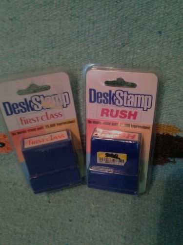 2 desk stamps postal desk stamps rush and first class new