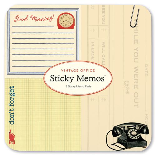 Cavallini &amp; Co. Vintage Office Sticky Memo Pad Set / Decorative Post its