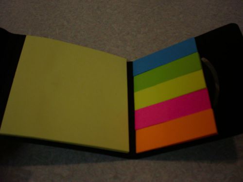 Adhesive post it notes with post it flags ~ NEON COLORS IN POCKET FOLDER