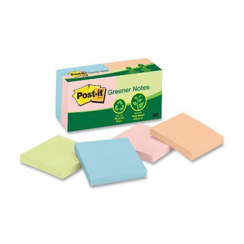 Post-it Sunwashed Pier Recycled Notes - Self-adhesive, Repositionable - (654rpa)