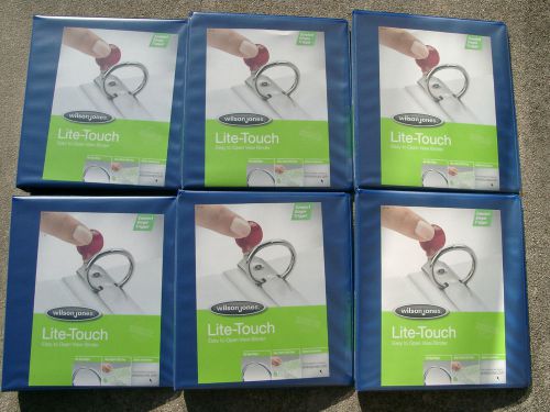 6 Wilson Jones Lite-Touch Easy to Open Binders 1 Inch 220-Sheet Blue W77013PP