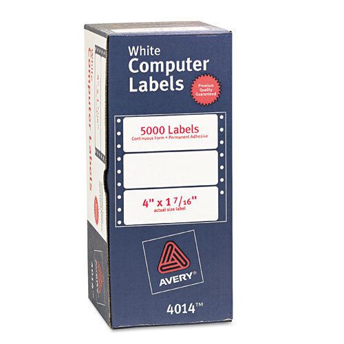 Dot matrix printer address labels, 1 across, 1-7/16 x 4, white, 5000/box for sale