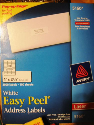Avery® Easy Peel® White Address Labels Laser Printers 5160®, 1&#034; x 2-5/8&#034;, Bo