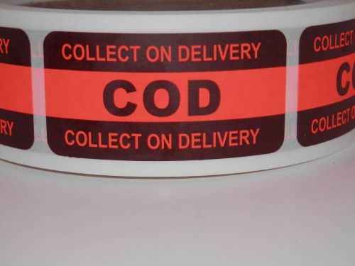 COD COLLECT ON DELIVERY  red fluorescent Warning Sticker Label (54 labels)