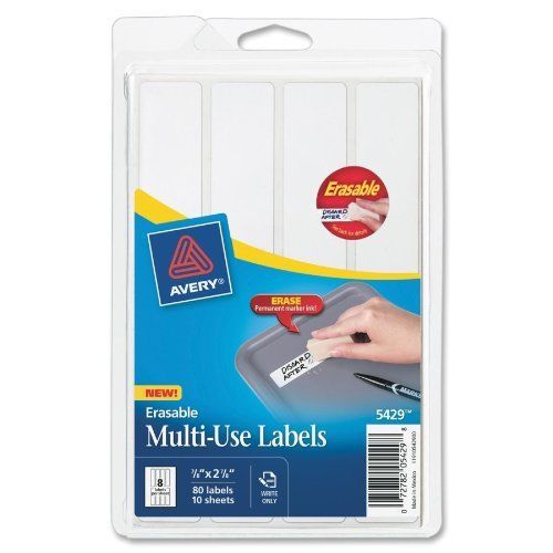 Avery Erasable Multipurpose Label - 0.88&#034; Width X 2.88&#034; Length - 80 / (ave5429)