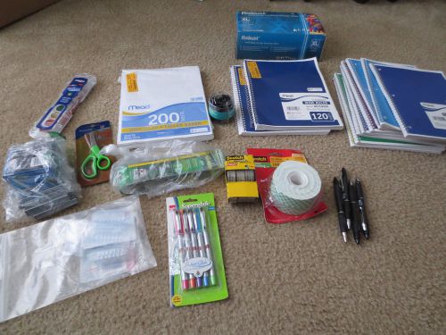 Assorted used &amp; new office supplies ie. paper, pens, tape, scissors... for sale