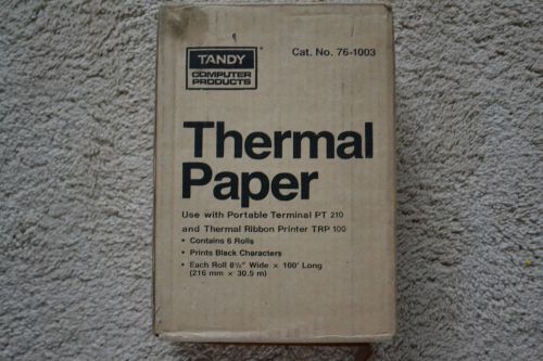 8-1/2&#034; x 100&#039; Thermal Paper made by TANDY 6 Unopened Rolls