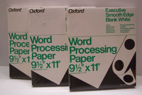 Continuous Computer Paper 9 1/2&#034; X 11&#034; word Processing Paper 3 packs of 250 each