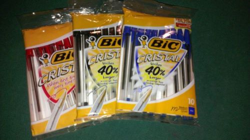 NEW BIC 10 CT CRYSTAL  MEDIUM BALL PEN  18 Packs, 10 Count,  Assorted Colors