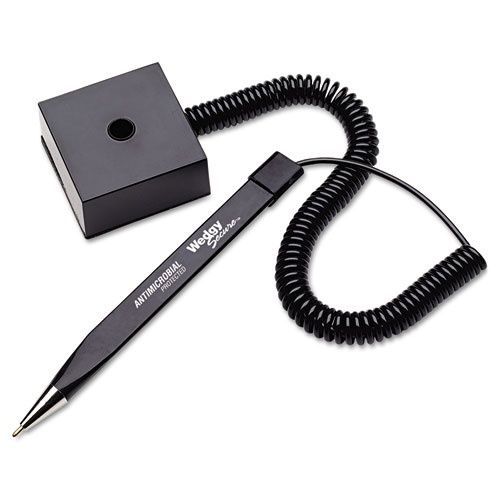 MMF Wedgy Secure Ballpoint Stick Coil Pen with Square Base, Black Ink