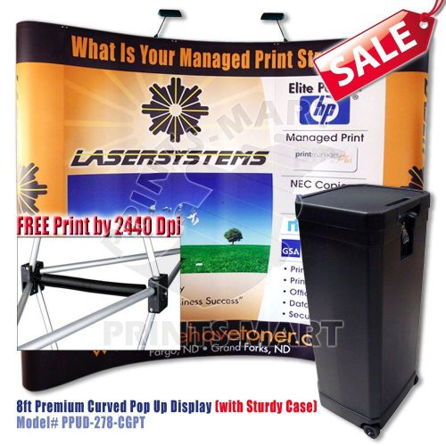 NEW 8&#039; Portable Curved Trade Show Booth Pop Up Display Exhibit with Durable Case