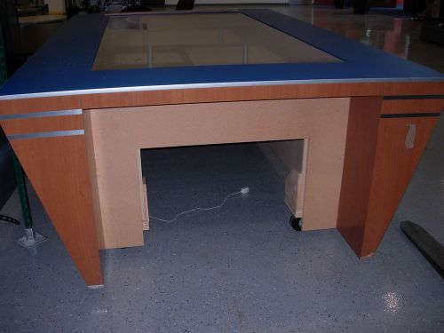 DISPLAY TABLE ON WHEELS LAMINATE OVER CHIP BOARD (87&#034;W X 12&#039;L X 45&#034;H) USED
