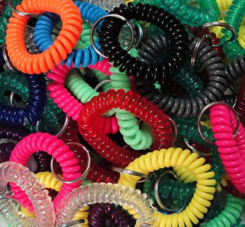 100 Spiral Wrist Coil Key Chains Multi Color USA Seller Free Shipping wholesale
