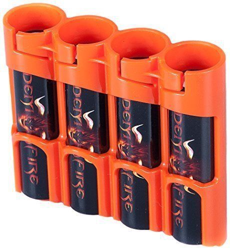 New storacell by powerpax slimline 18650 4-pack battery caddy  orange for sale