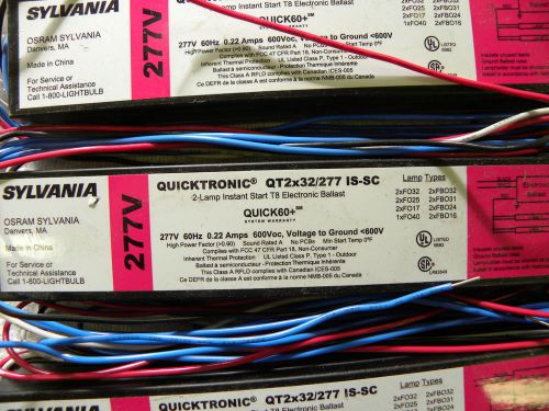 BALLAST SYLVANIA ELCTRONIC QT2X32/277IS/SC120 VOLT PRICED BY EACH 8 AVAIL