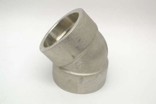 NEW FORGED A182 2 IN 45 DEGREE 3000LB STAINLESS ANGLE ELBOW PIPE FITTING B408947