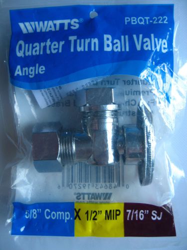 Two 5/8 od x 1/2 mip - 7/16 sj quarter turn angle shut off water valves pbqt-222 for sale