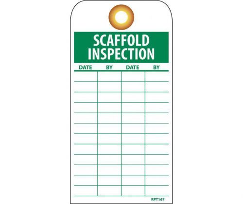 NMC RPT167G SCAFFOLD SAFETY TAG - Scaffold Inspection Tags 6&#034; X 3&#034; (25PK)