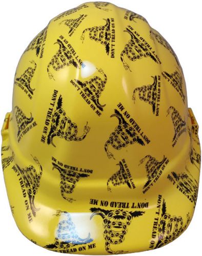 Hydro dipped cap style hard hat with ratchet suspension - don&#039;t tread on me yell for sale