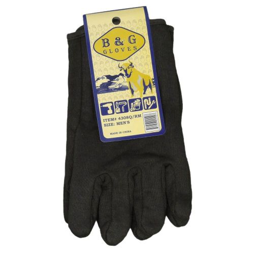 B&amp;G Brown Work Gloves with Red Lining 4308Q/RM Ramie and Cotton Mix