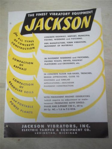 Vtg Jackson Vibrators Catalog~Equipment~Electric Tamper~Compactor~Macadam