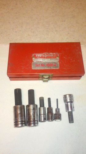 Proto  5 piece set 5/8, 9/16,3/8,1/4,1/8,hex socket,1 snap-on 3/8 hex for sale
