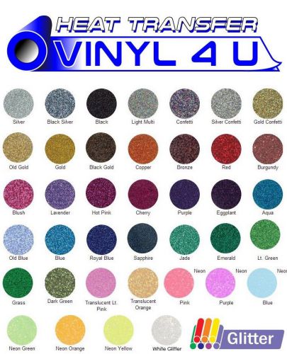 Heat transfer vinyl siser glitter 20&#034; x 1 foot - 38 colors to pick from! for sale